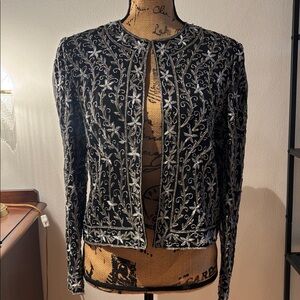 Elegant Black and Silver Embroidered Jacket